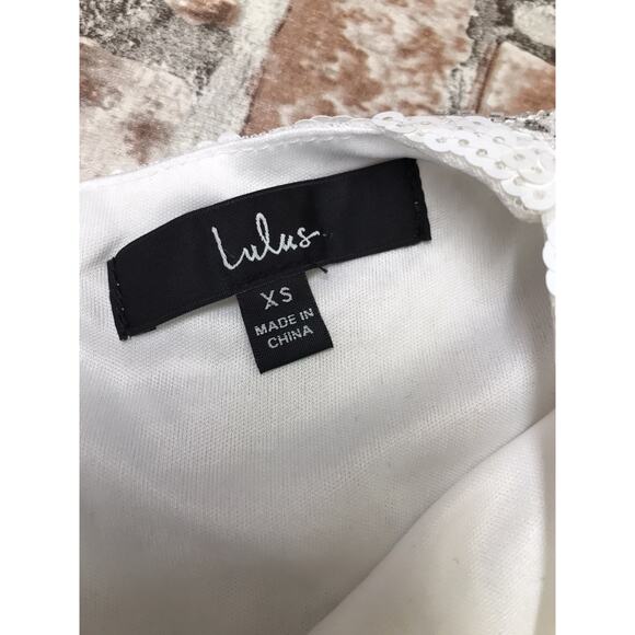 NWOT Lulus Spread Your Shine White Sequin Embroidered Bodycon Dress SZ XS Party - Picture 8 of 8